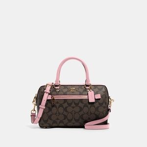 Coach Rowan Satchel Signature Canvas Crossbody Brown/True Pink